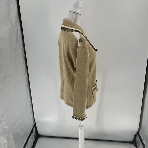 Storybook Knits Tan Cream Sweater with Queen Elizabeth II Embellished Cardigan S - Picture 6 of 8